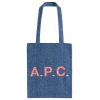 A.P.C. Lou Paisley Logo Denim Tote