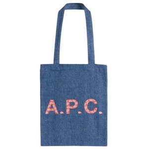 A.P.C. Lou Paisley Logo Denim Tote