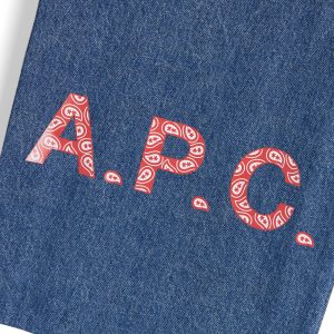 A.P.C. Lou Paisley Logo Denim Tote