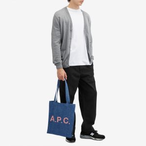 A.P.C. Lou Paisley Logo Denim Tote