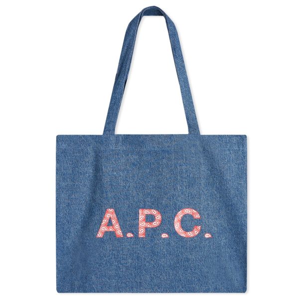 A.P.C. Diane Paisley Logo Denim Shopper