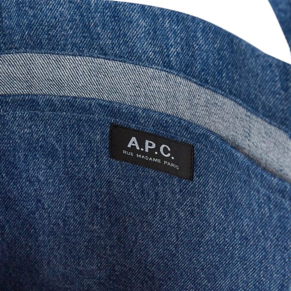 A.P.C. Diane Paisley Logo Denim Shopper