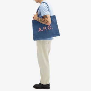 A.P.C. Diane Paisley Logo Denim Shopper