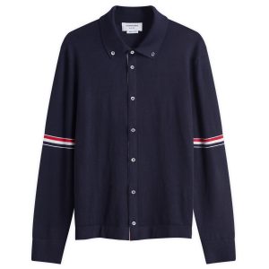 Thom Browne Long Sleeve Button Through Merino Polo