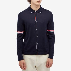 Thom Browne Long Sleeve Button Through Merino Polo