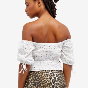 GANNI Light Broderie Anglaise Crop Top