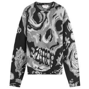 Alexander McQueen Waxed Floral Skull Jacquard Jumper