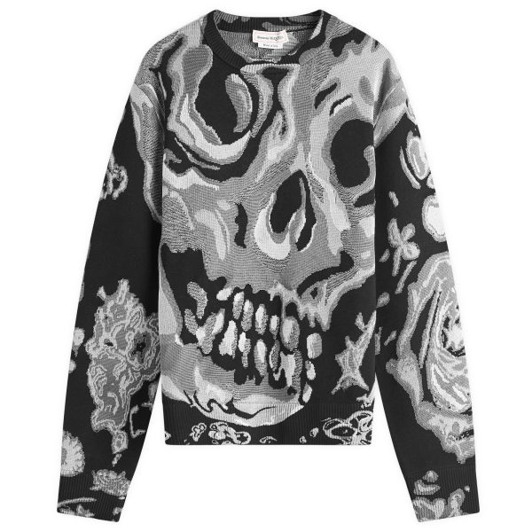 Alexander McQueen Waxed Floral Skull Jacquard Jumper