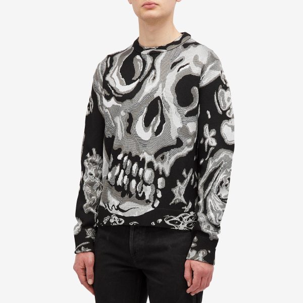 Alexander McQueen Waxed Floral Skull Jacquard Jumper