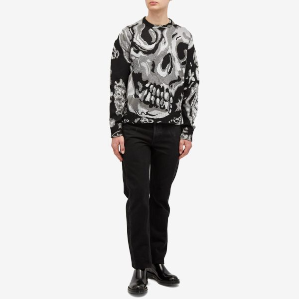 Alexander McQueen Waxed Floral Skull Jacquard Jumper