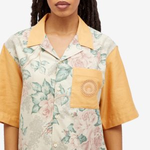 Marine Serre Upcycled Floral Linen Bowling Shirt