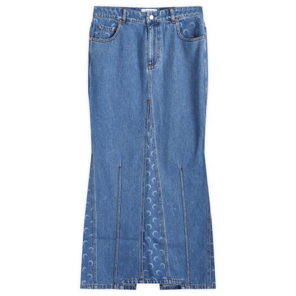 Marine Serre Moon Laser Denim Long Skirt