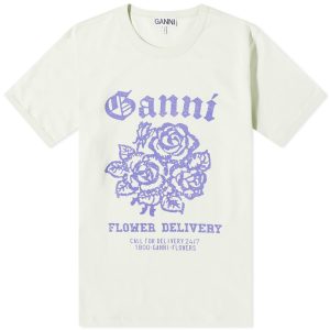 GANNI Light Cotton Jersey Flower Fitted T-Shirt