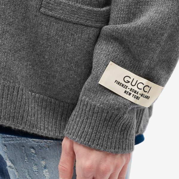 Gucci Cashmere Patch Logo Cardigan