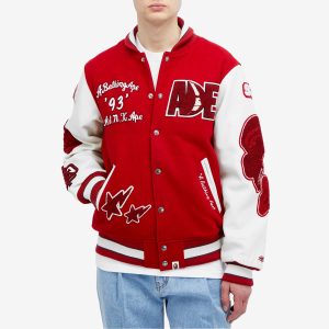 A Bathing Ape Bape Multi Motif Varsity Jacket