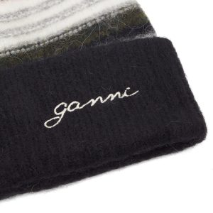 Ganni Striped Soft Wool Beanie