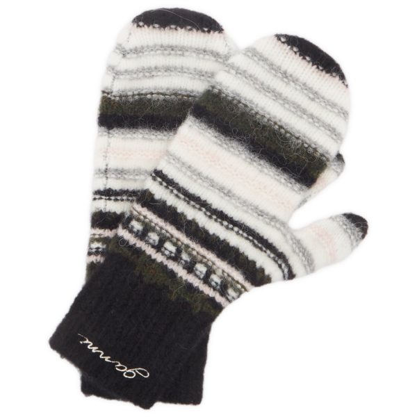 Ganni Striped Soft Wool Mittens