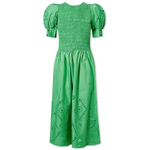 GANNI Broderie Anglaise Midi Dress