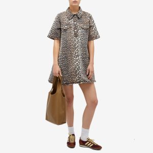 Ganni Print Denim Mini Dress