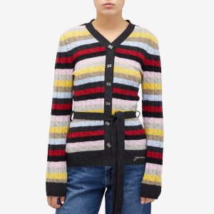 Ganni Logo Wool Mix Belt Cardigan