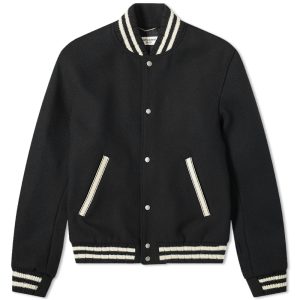 Saint Laurent Teddy Back Logo Varsity Jacket