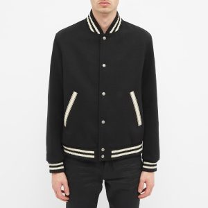 Saint Laurent Teddy Back Logo Varsity Jacket