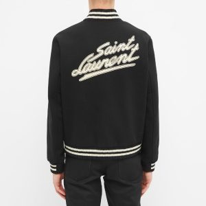 Saint Laurent Teddy Back Logo Varsity Jacket