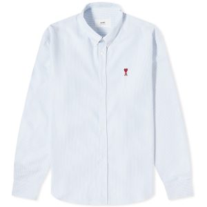 AMI Paris Stripe Logo Button Down Shirt