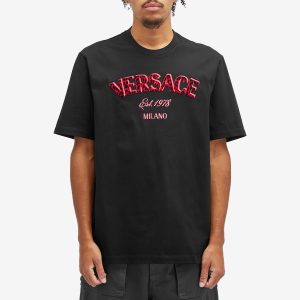 Versace Leopard Logo Embroidered T-Shirt