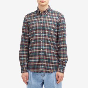 Portuguese Flannel Forest Train Button Down Check Shirt