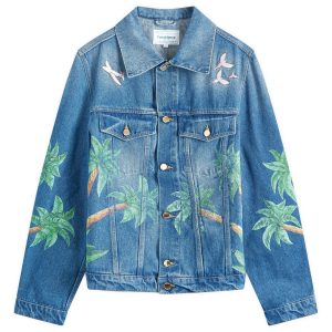 Casablanca Tennis Club Print Embroidered Denim Jacket