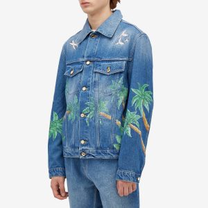 Casablanca Tennis Club Print Embroidered Denim Jacket