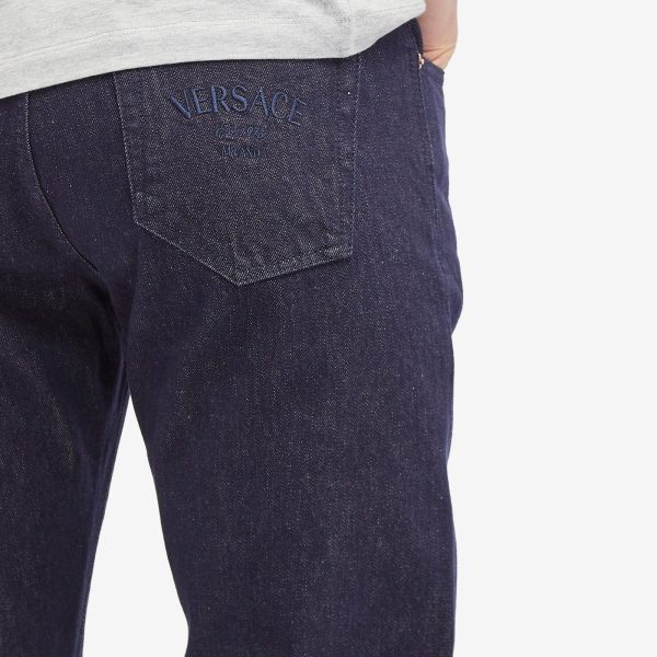 Versace Reactive Embroidered Denim Jeans