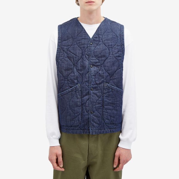 Universal Works Quilted Denim Weekend Gilet