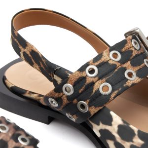 Ganni Feminine Buckle Ballerina Print Ballet Shoes