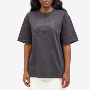 Ganni Heavy Cotton Drop Shoulder Heart T-shirt