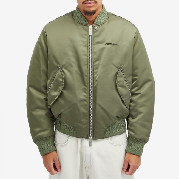 Off-White Contrast Stitch Nylon Bomber Jacket