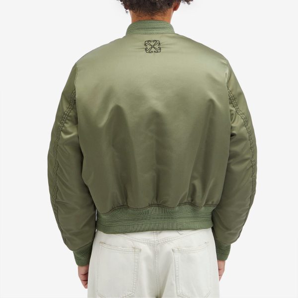 Off-White Contrast Stitch Nylon Bomber Jacket