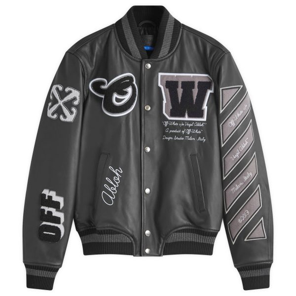 Off-White Leather Varsity Jacket