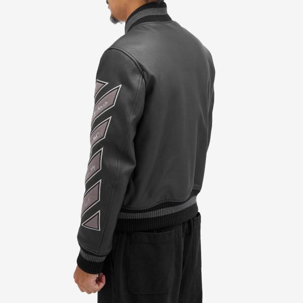 Off-White Leather Varsity Jacket