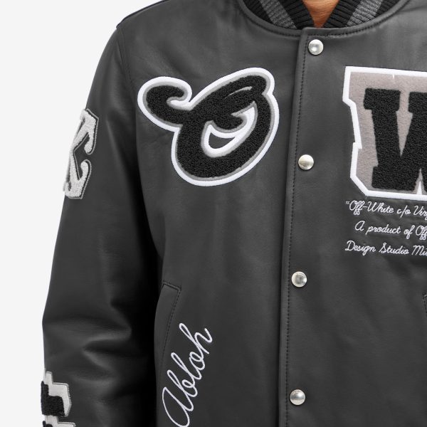 Off-White Leather Varsity Jacket