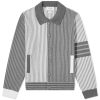 Thom Browne Stripe Seersucker Polo Collar Bomber Jacket