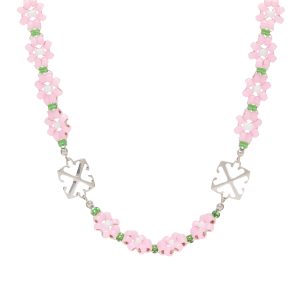 Off-White Flower Beads Chocker Necklace