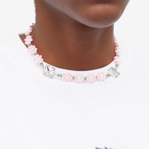 Off-White Flower Beads Chocker Necklace