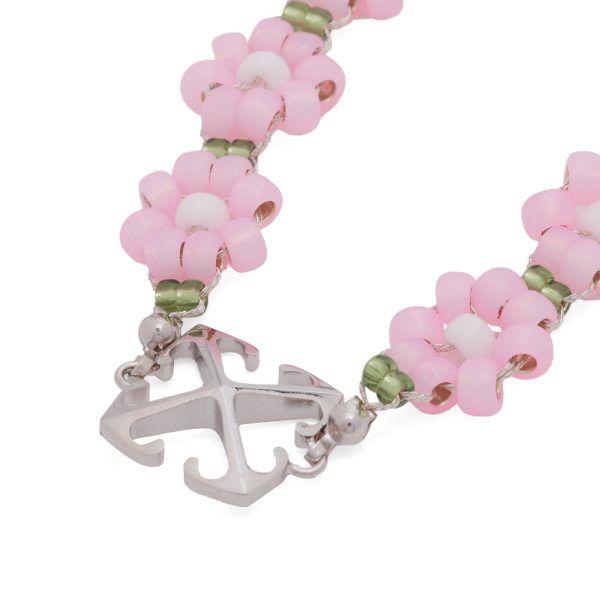 Off-White Flower Bead Ankle Bracelet