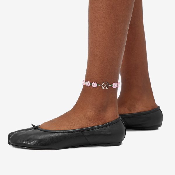 Off-White Flower Bead Ankle Bracelet