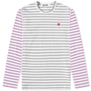 Comme des Garcons Play Long Sleeve Stripe Bi-Colour T-Shirt