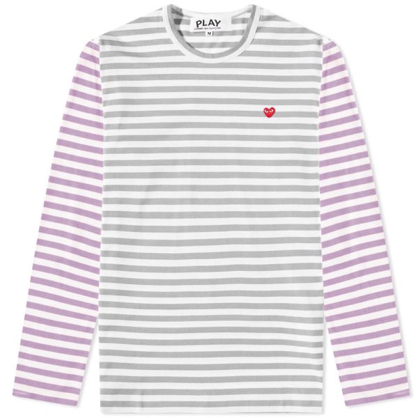 Comme des Garcons Play Long Sleeve Stripe Bi-Colour T-Shirt