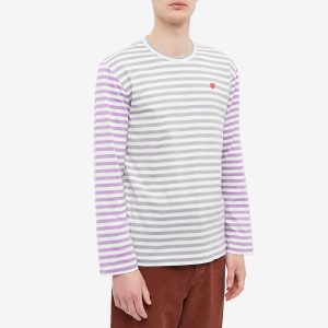 Comme des Garcons Play Long Sleeve Stripe Bi-Colour T-Shirt