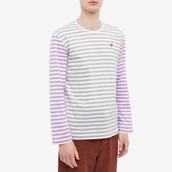 Comme des Garcons Play Long Sleeve Stripe Bi-Colour T-Shirt